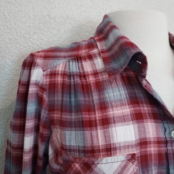 Lucky Brand Red Plaid Long Sleeve Button Down Size M - Picture 5 of 10